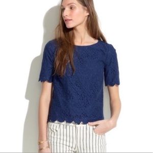 Madewell Navy Lace Bloom Top